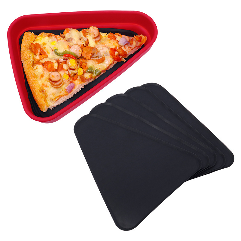 Custom Triangle Reusable Microwave Foldable Silicon Box Pizza Kitchen Silicone Food Pizza Storage Container Boxes with Lid& Logo