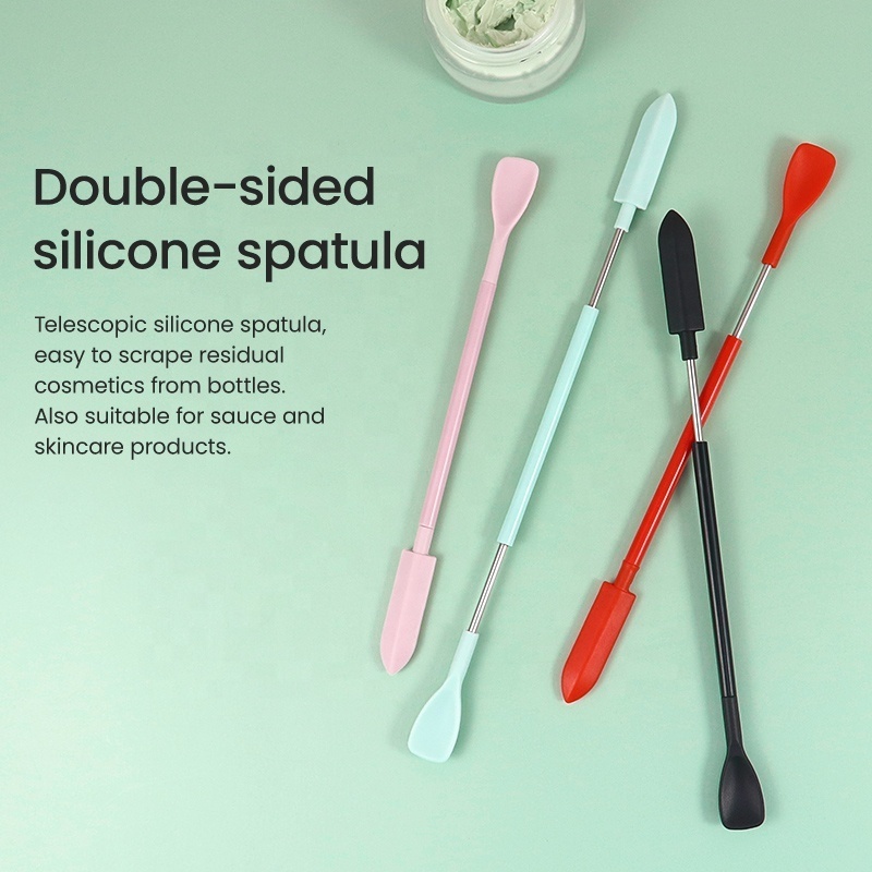 Best Sale Multifunction Double-sided Silicone Spoon Easy to Scrape Residual Cosmetics Telescopic Spatula For Skincare Products