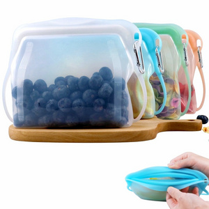 Leakproof Silicone Food Storage Containers Reusable Stand Up Food Safe Silicone Waterproof Ziplock Bag Food Storage Fresh Bags