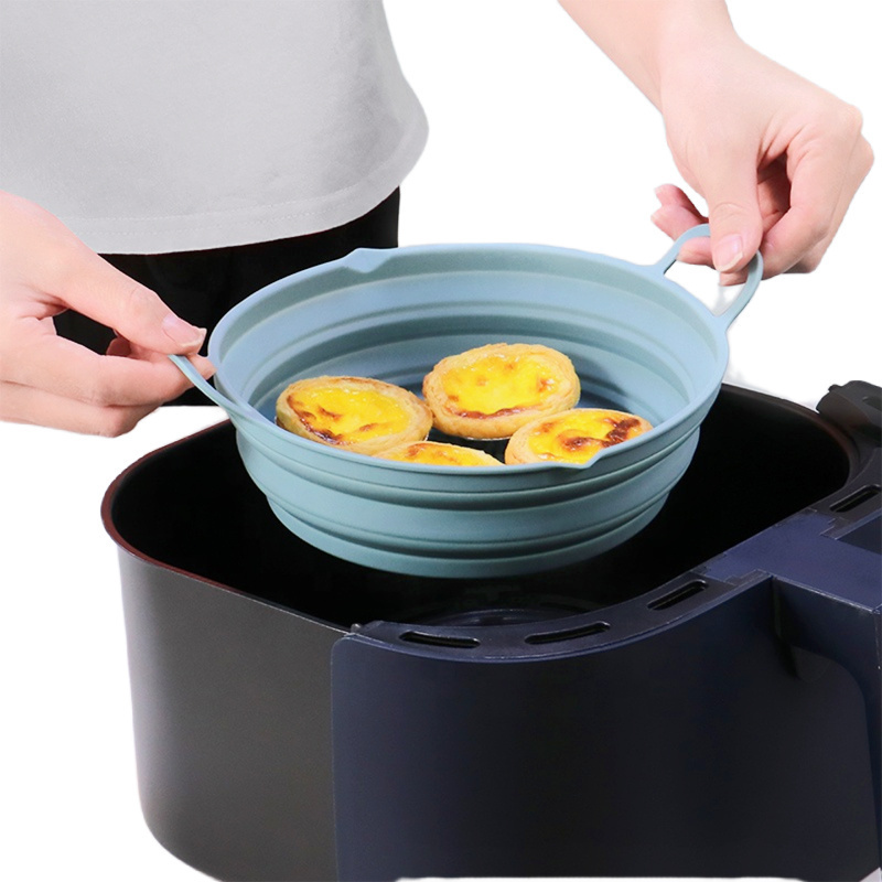 Hot Selling BPA Free Reusable Silicone Air Fryer Pot Liners Collapsible Silicone Baking Tray Cake Pan Silicon Pots For Air Fryer