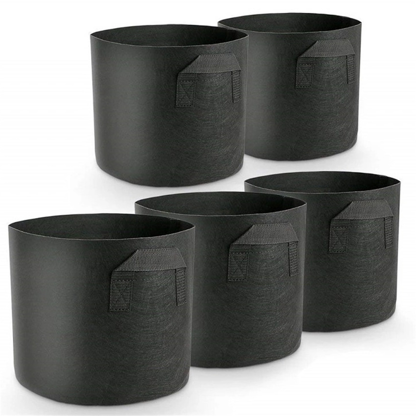 Non Woven Fabric Grow Bag Pots 5 Pack 3 5 7 10 15 20 Gallon 300G Weight Fabric Garden Pots Felt Plant Grow Bags