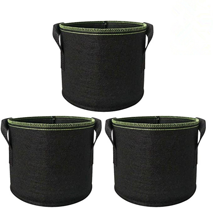 Non Woven Fabric Grow Bag Pots 5 Pack 3 5 7 10 15 20 Gallon 300G Weight Fabric Garden Pots Felt Plant Grow Bags