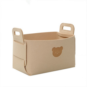 Bear Felt Foldable Storage Basket Storage Organizer Box Snacks Toys Cosmetics Storage Dirty Clothes Basket