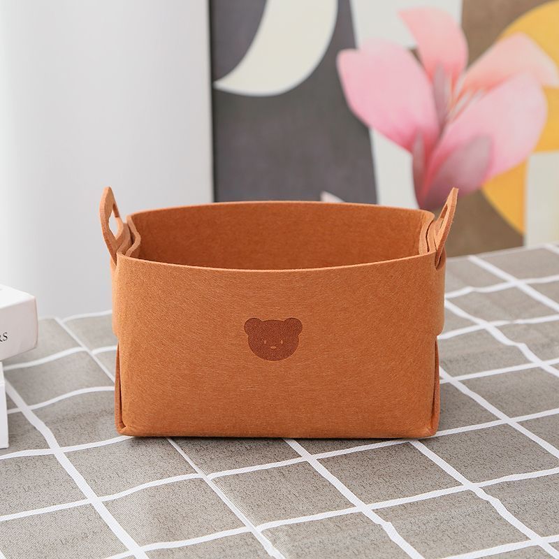 Bear Felt Foldable Storage Basket Storage Organizer Box Snacks Toys Cosmetics Storage Dirty Clothes Basket