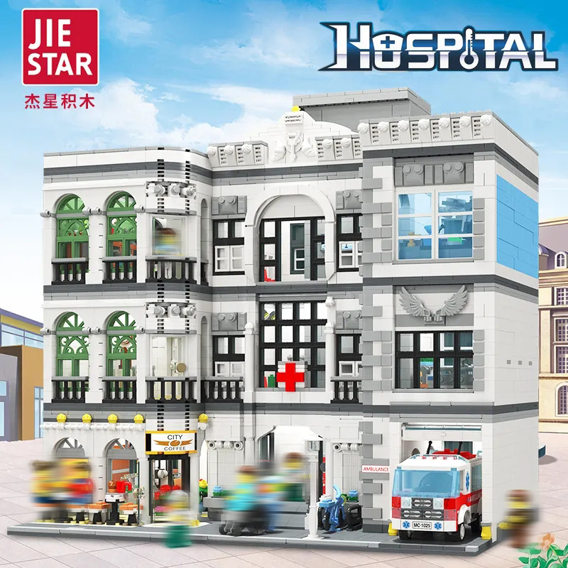 JIESTAR 89135 hospital theme Model building blocks set children's toys diy  educational toy house for kids Christmas Gifts