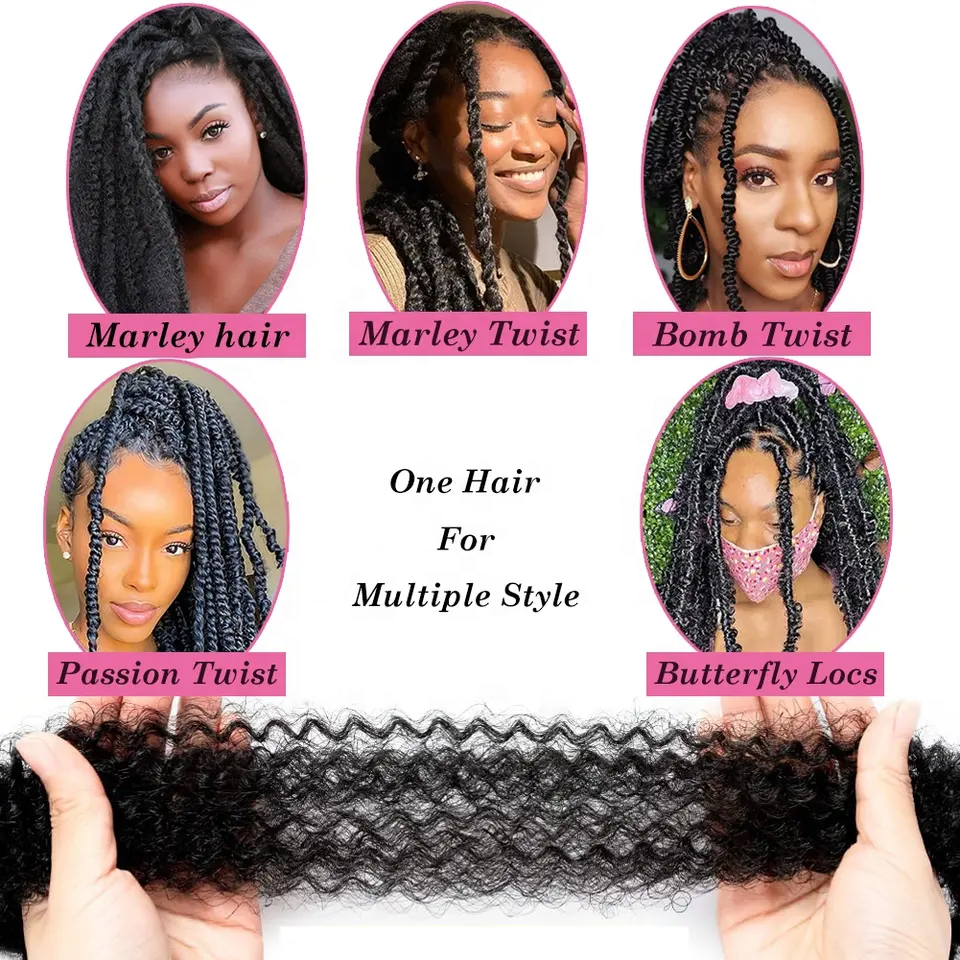 Wholesale Afro Twist  Kinky Crochet Braiding Hair Soft Pre-Separated Spring Twist Hair For Marley Twist Braids Hair Cheap