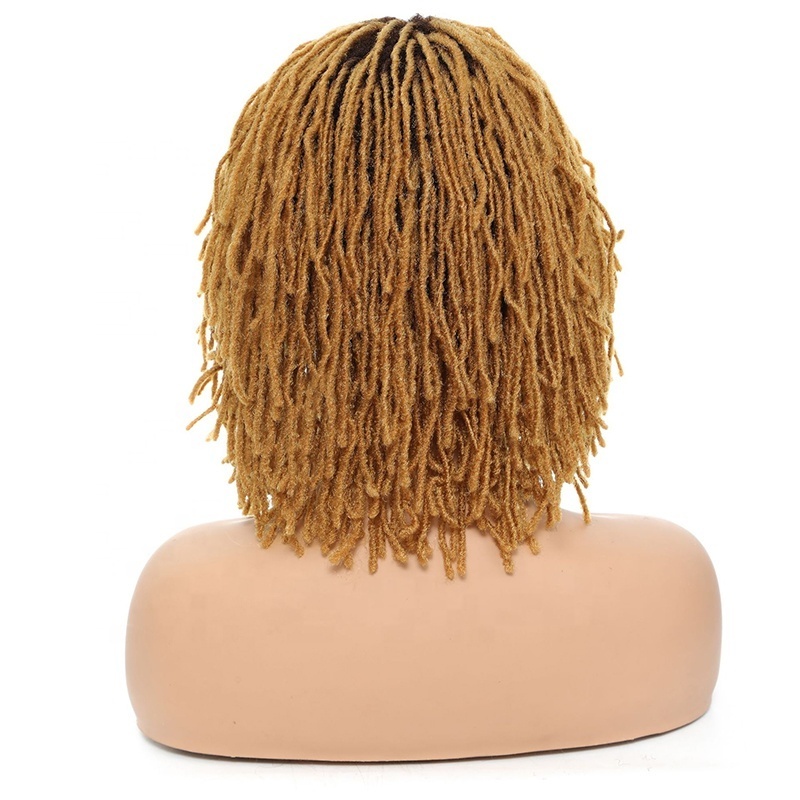 Wholesale Dreadlock Wig Ombre Short Twist Braid Wigs for Black Women Men Afro Curly Crochet Twist Braiding Synthetic Wig African