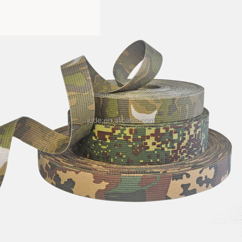 JUDE Webbing Nylon Design Custom Polyester 1 inch Strap Digital Multicam tactical 25mm Camo Printed Camouflage Webbing