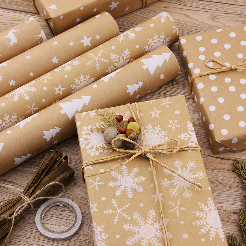 Popular kraft paper white Snow Christmas gift wrapping paper