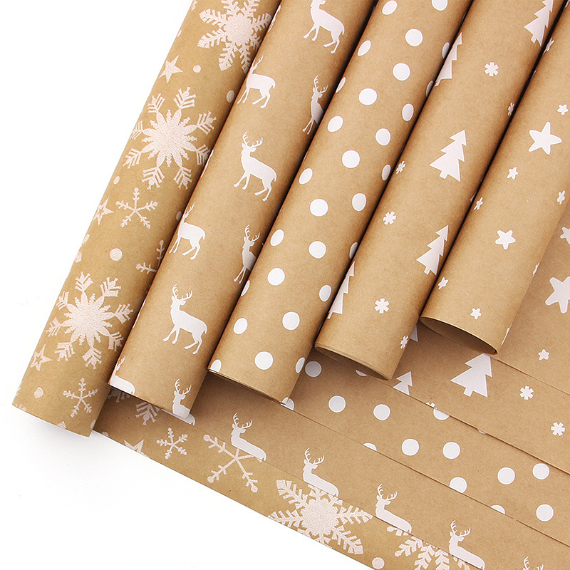 Popular kraft paper white Snow Christmas gift wrapping paper