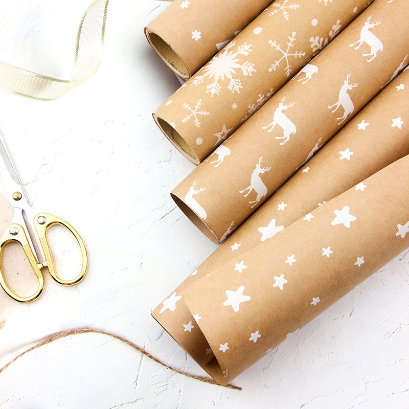 Popular kraft paper white Snow Christmas gift wrapping paper