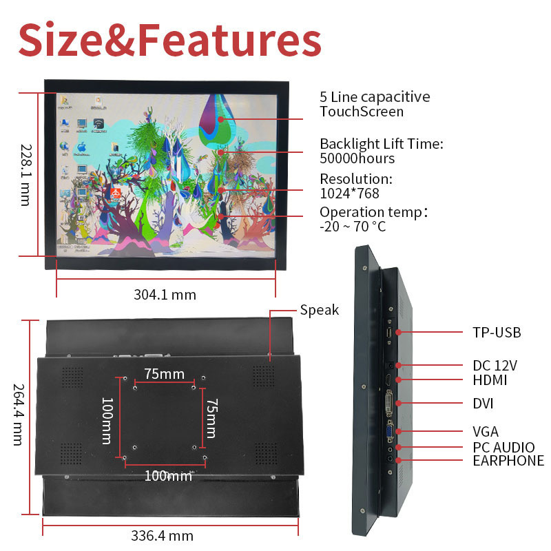 13.3/15.6/17.3 Inch Portable Monitor Medical Grade Display 1080p for Fetal Detector Medical Equipment Industrial Monitor Display