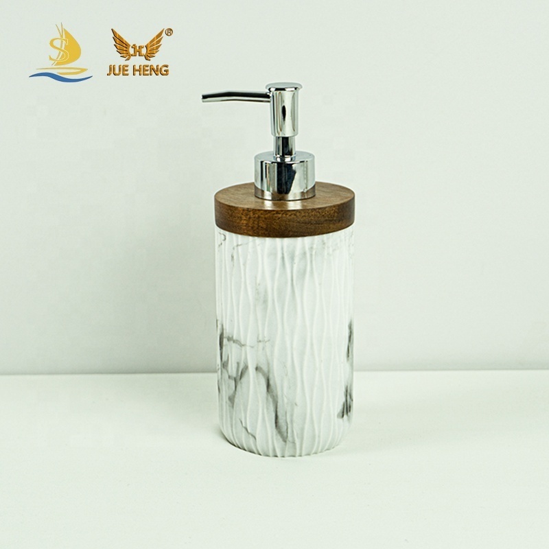 High quality marble effect resin composite bathroom soap dispenser bathroom accessories set