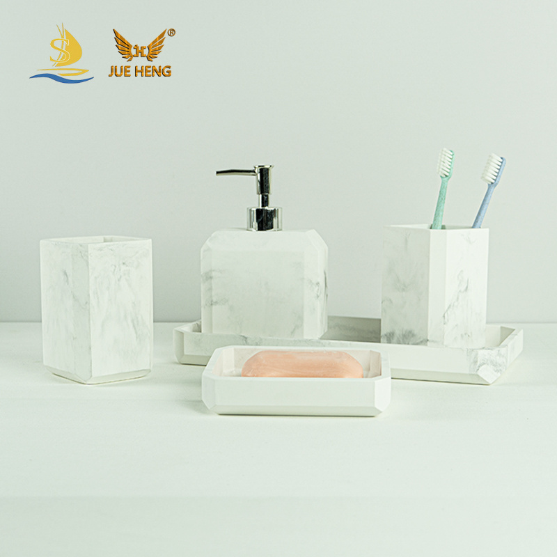 Hot selling marble effect Resin bathroom soap dispenser  Bathroom accessories set