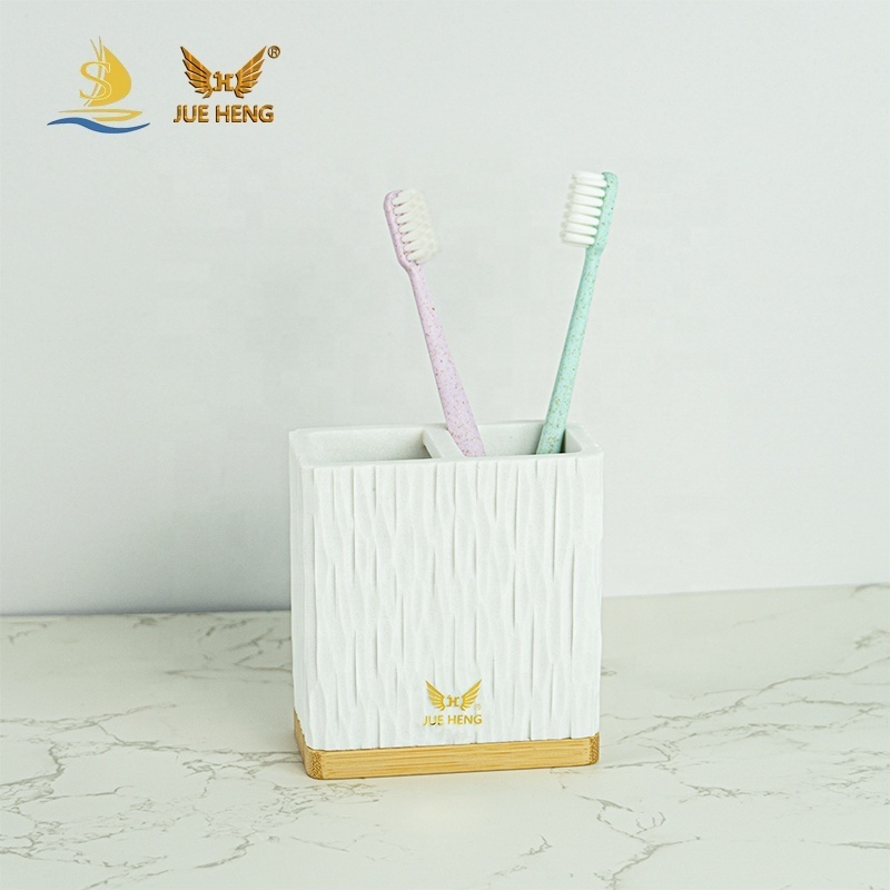 Raised surface effect eco-friendly resin bathroom accessories set