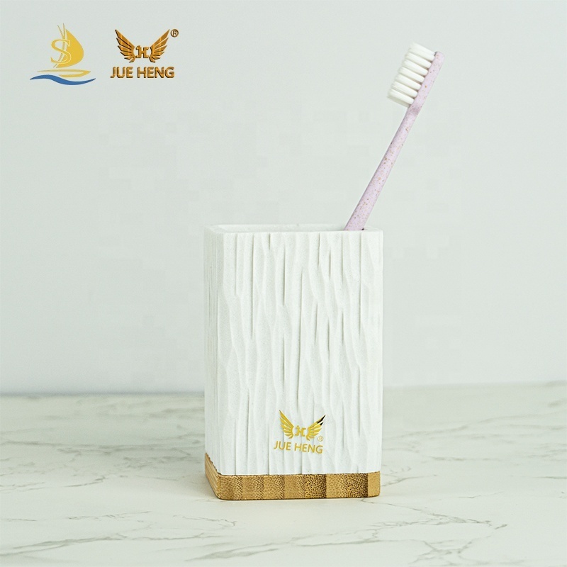 Raised surface effect eco-friendly resin bathroom accessories set