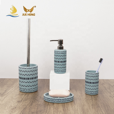 2024 Unique design engraved hand-painted resin household hotel bathroom set bathroom accessories