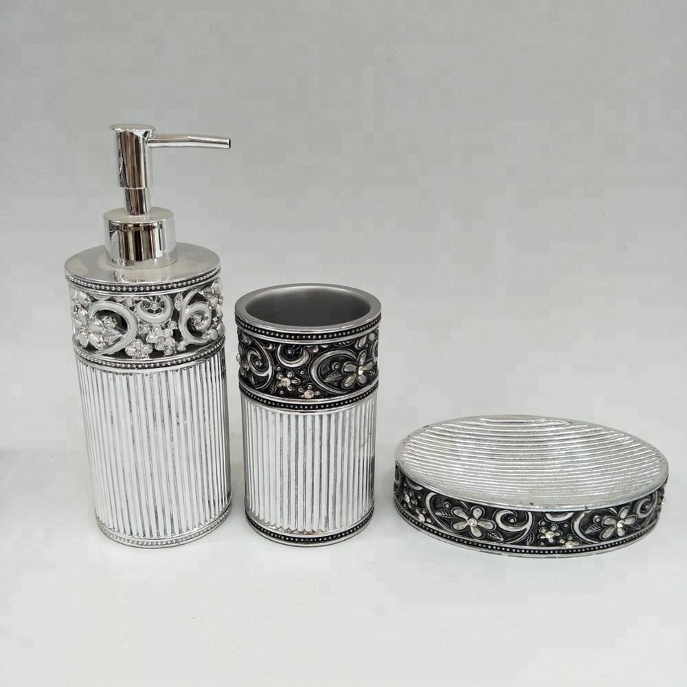 Arabic Silver Bathroom Accessories Set Hotel Decor Sanitary Set