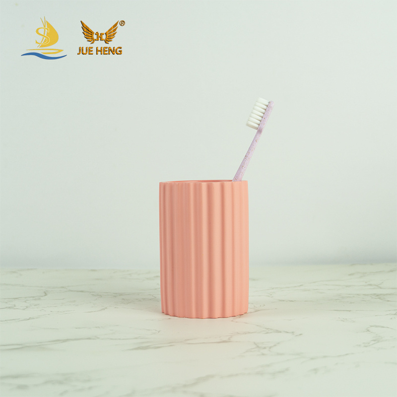 Pink simple design environmental protection polyresin bathroom set bathroom toilet accessories