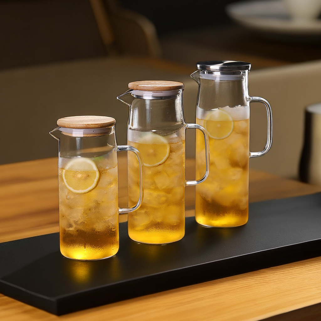 Heat-Resistant Straight With Handle Glass Jug With Lid Coffee Carafe Glass cup for juice cold water