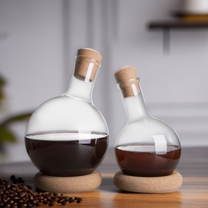 Creative Gourd shape glass wine decanter for home bars and parties Whiskey Bottle Wine Decanter Glass Set with Wood Base