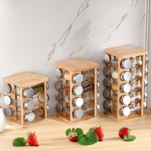 Bamboo Kitchen Accessories Spice Rack Bamboo Spice Holder Spice Rack Organizer Restaurant Shelf Rotating