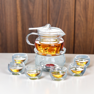 Heat-resistant 500ml Cute flower glass teapot with streamer lid Eco-Friendly Removable Infuser new design glass kettle