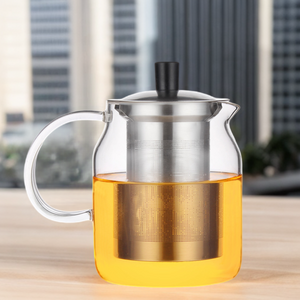 Heat Resistant Glass Teapot With Filter 304 Stainless Steel Lid Handmade  glass coffee tea Stainless Steel Infuser