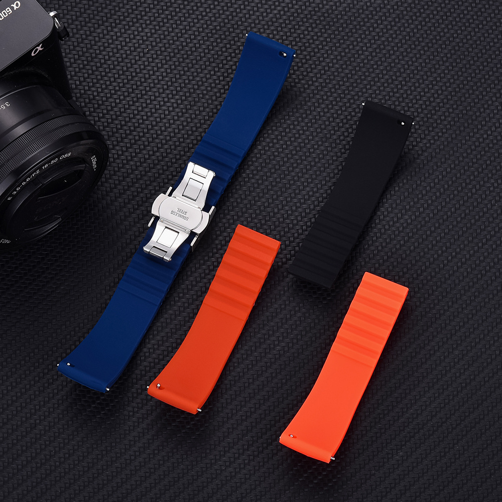 Juelong Stainless Steel Butterfly Buckle Quick Release Spring Bar Silicone Watch Strap