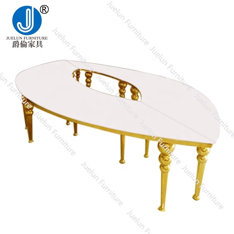 Commercial furniture hotel event party 20 people wedding love table leaf shape wedding center table big oval wedding table