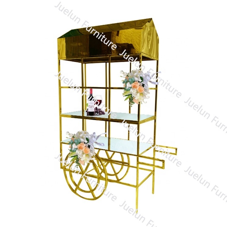 Customize Hotel Event Party Flower Carts Dessert Champagne Cart Candy Bar Cart with wheels