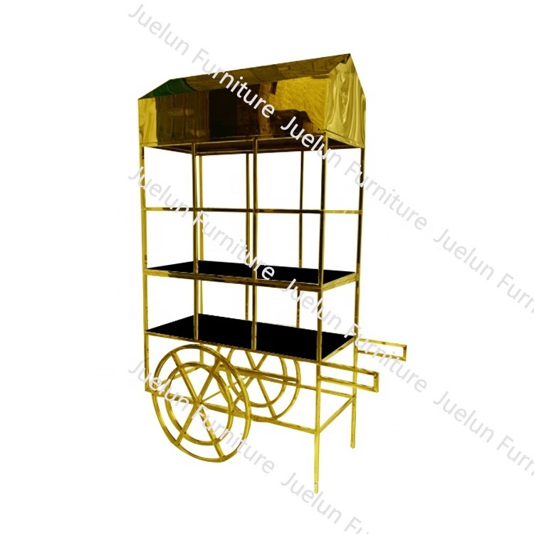 Customize Hotel Event Party Flower Carts Dessert Champagne Cart Candy Bar Cart with wheels