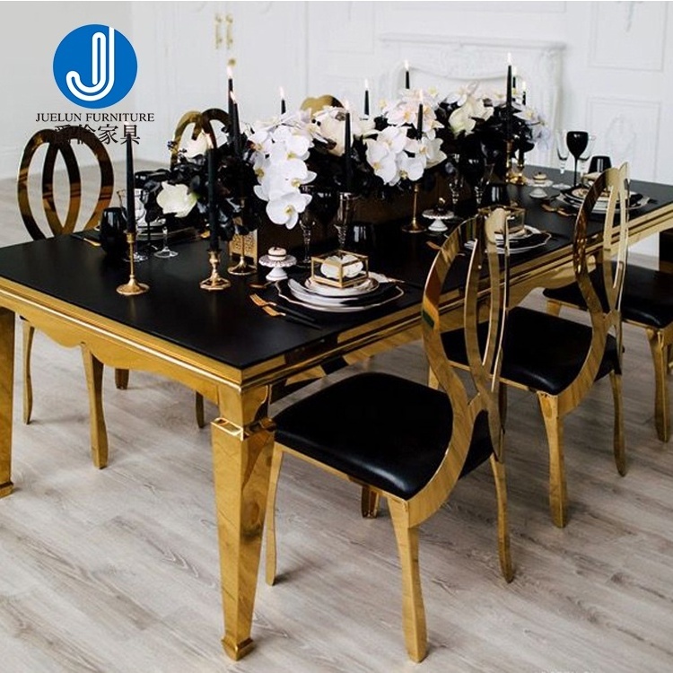 Wedding reception table supplies wedding table black golden table and chairs