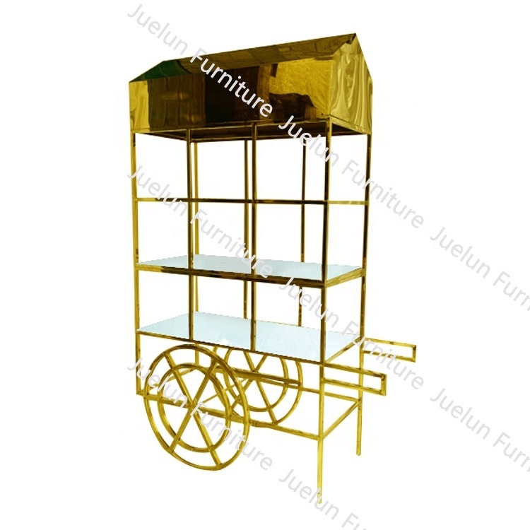 Customize Hotel Event Party Flower Carts Dessert Champagne Cart Candy Bar Cart with wheels