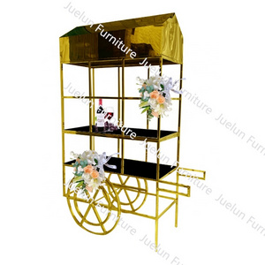 Customize Hotel Event Party Flower Carts Dessert Champagne Cart Candy Bar Cart with wheels