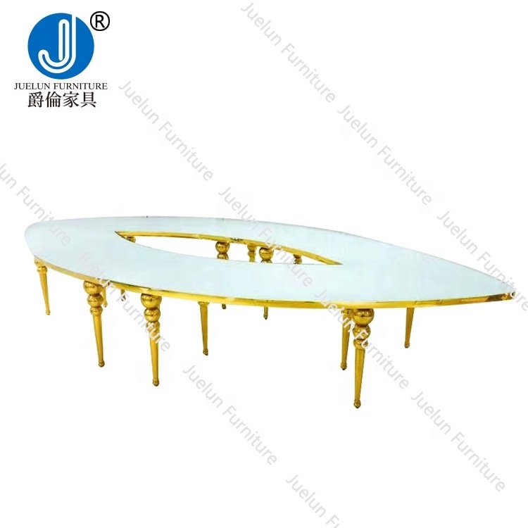 Commercial furniture hotel event party 20 people wedding love table leaf shape wedding center table big oval wedding table