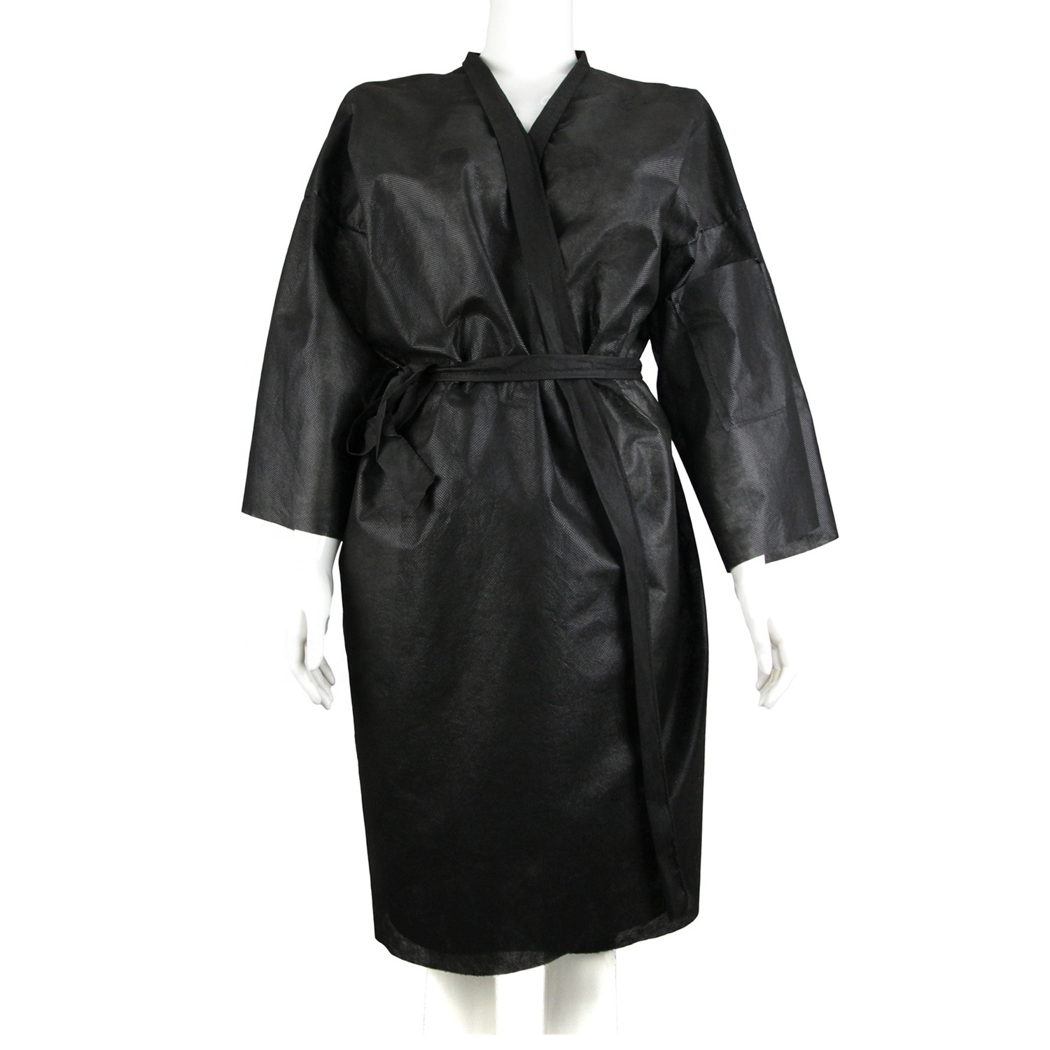 Disposable Nonwoven Kimonos Spa Wear Gown Hairdressing Salon Gown White Black Bathrobe PP Kimono Robe Uniform Client Spa Smocks