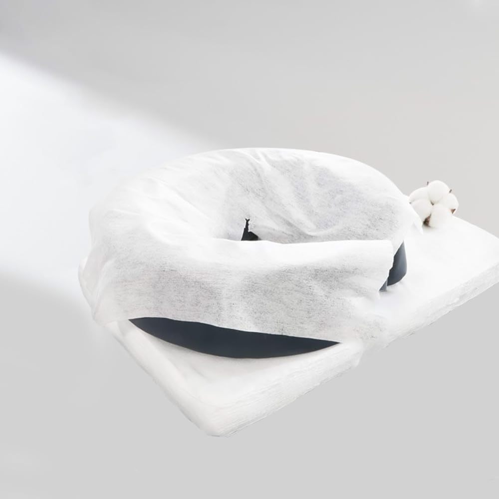 In stock 100pcs per bag Disposable Spunlance Visco Absorbent face rest cradle cover for massage bed