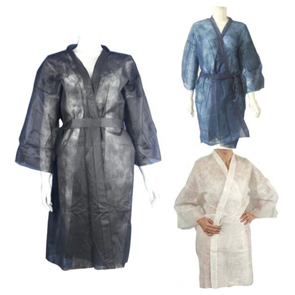 Disposable Nonwoven Kimonos Spa Wear Gown Hairdressing Salon Gown White Black Bathrobe PP Kimono Robe Uniform Client Spa Smocks