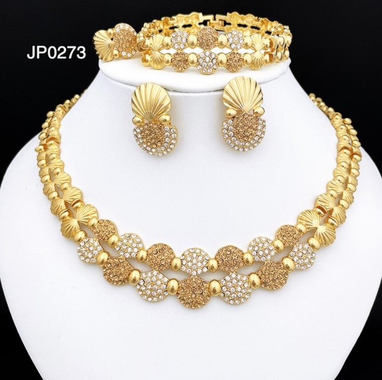 latest Italian Ladies Fine Jewelry Sets Gold Color Women Necklace Earrings African Big Jewelry Wedding Party Gift