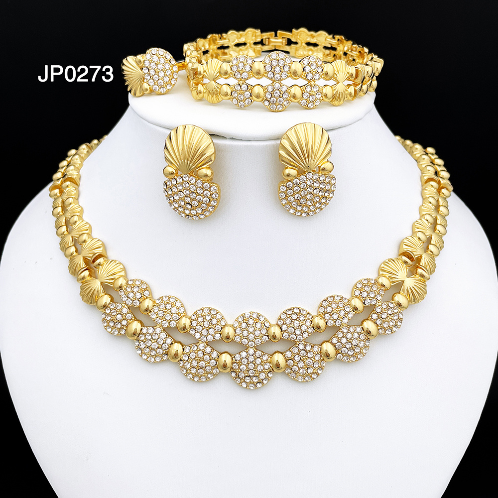 latest Italian Ladies Fine Jewelry Sets Gold Color Women Necklace Earrings African Big Jewelry Wedding Party Gift