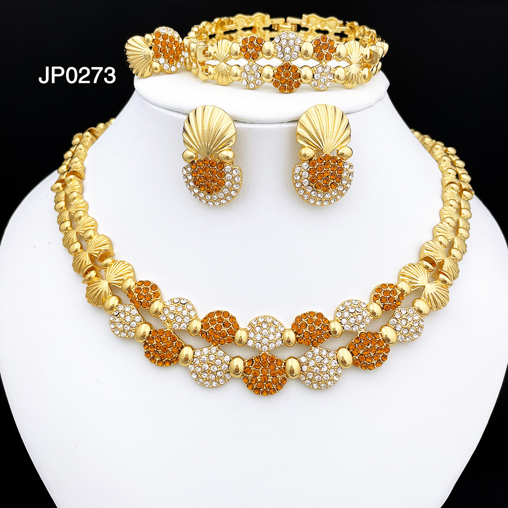 latest Italian Ladies Fine Jewelry Sets Gold Color Women Necklace Earrings African Big Jewelry Wedding Party Gift