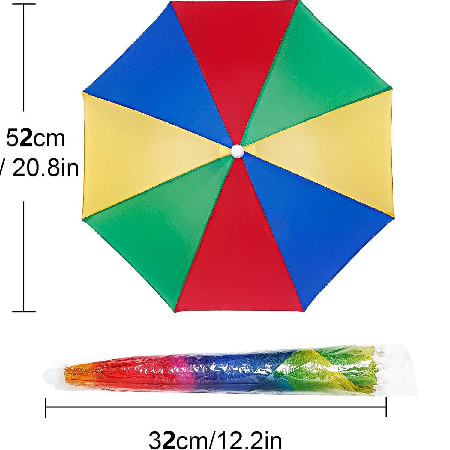 Umbrella Hat Rainbow Adult Multicolor Hands With Head Strap Folding Waterproof Elastic Fishing Headwear Umbrella