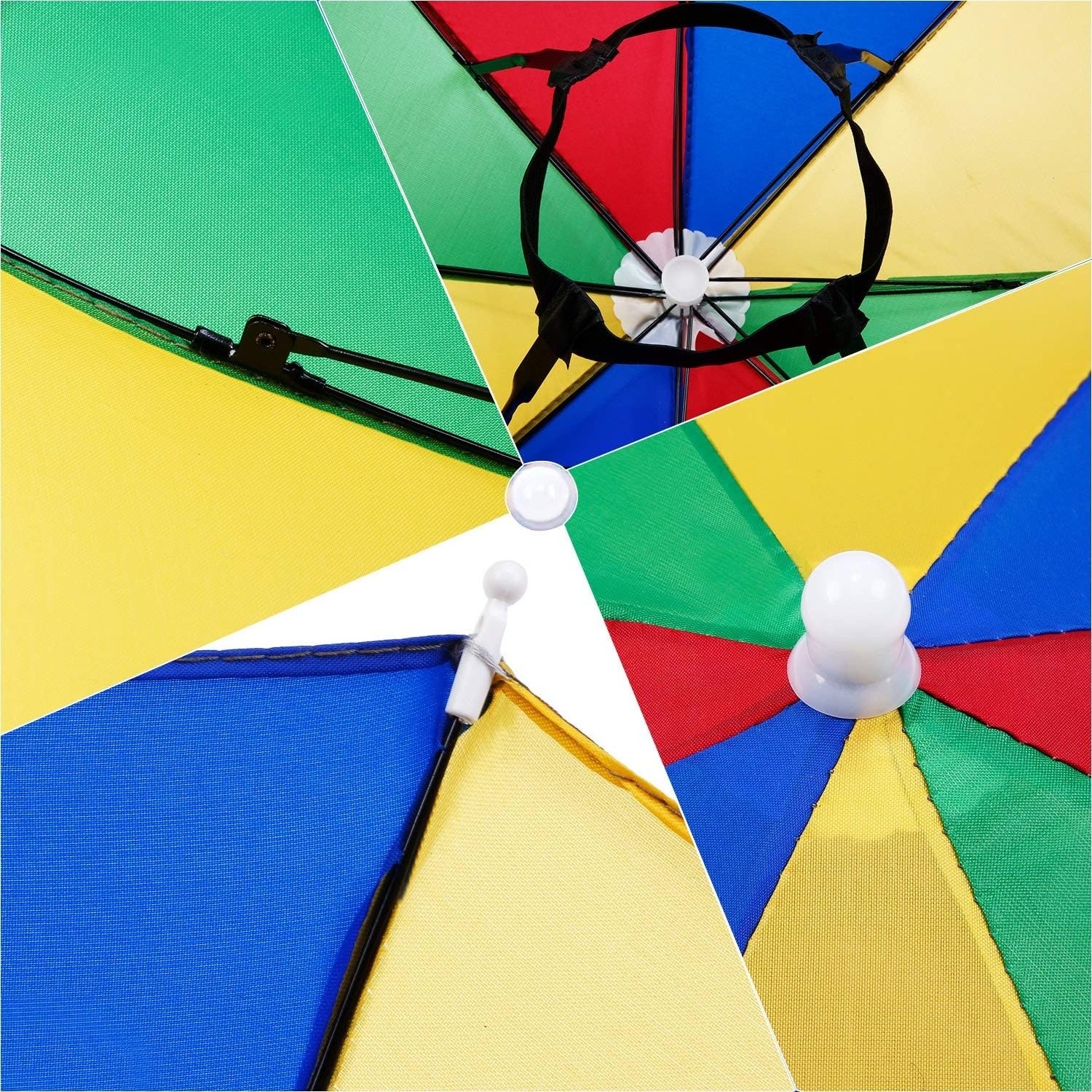 Umbrella Hat Rainbow Adult Multicolor Hands With Head Strap Folding Waterproof Elastic Fishing Headwear Umbrella