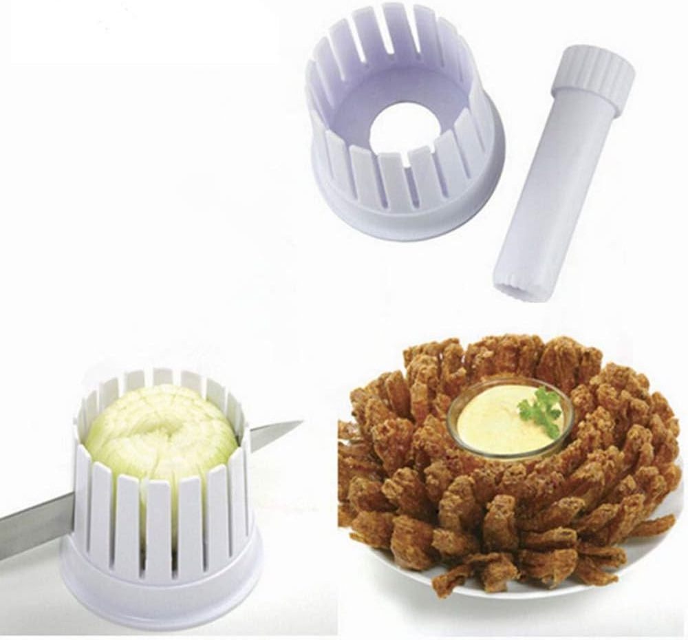 Onion Blossom Maker Set- All-in-One Blooming Core Cutter Knife Fried Cutting Onion Blossoms Maker Cutter