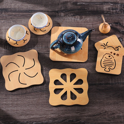 Kitchen insulation coaster creative cartoon wooden pot pad anti-scalding pad cute table mat casserole pot potholder placemat