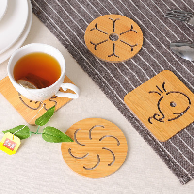 Kitchen insulation coaster creative cartoon wooden pot pad anti-scalding pad cute table mat casserole pot potholder placemat