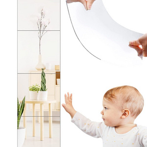 Full Length Wall Mirror Tiles,12"x 12" x 4 Pcs Acrylic Mirror Wall-Mounted, Non Glass Safety Mirror Great for Baby Kids Playroom