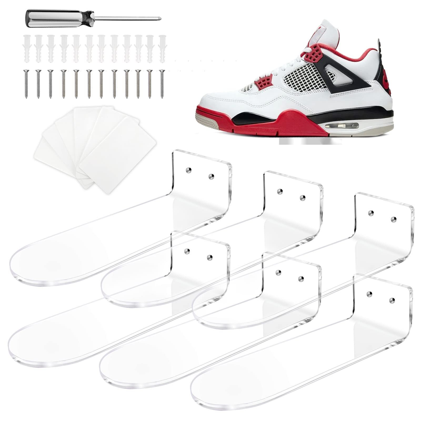 Floating Sneaker Displays Shelves for Wall Mount, Large Clear Acrylic Floating Shelves for Showcase Sneaker Collection or Shoes