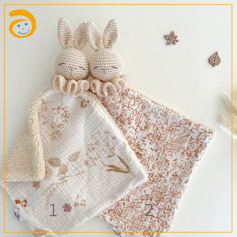 Bunny head Cotton Blanket Crochet Muslin Baby Custom Crochet Toy